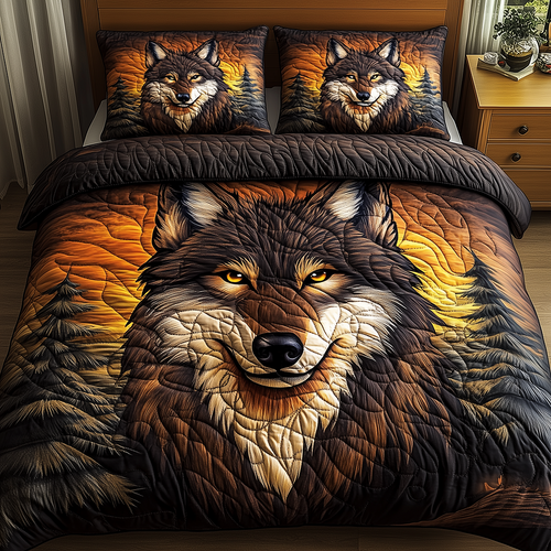 Wolf of the Night 3-Piece Quilted Bedding Set GFTOAB2847