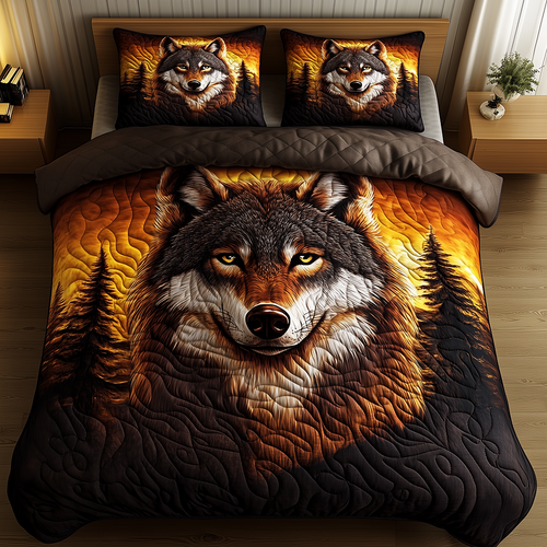 Wolf of the Night 3-Piece Quilted Bedding Set GFTOAB2848