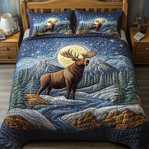 Majestic Moose 3-Piece Quilted Bedding Set GFTOAB2856