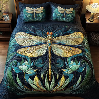 Dragonfly Dreams 3-Piece Quilted Bedding Set GFTOAB2893