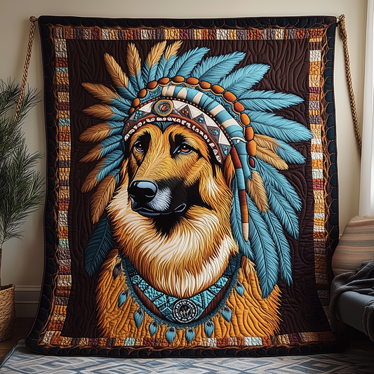 Native German Shepherd Quilted Blanket GFTOAB2915
