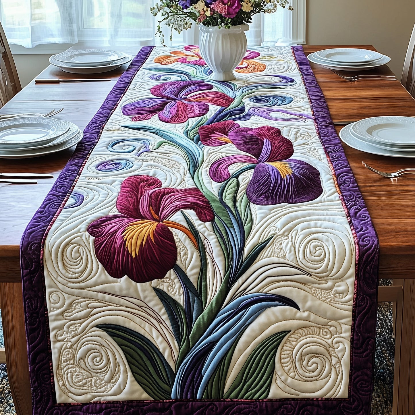 The Eternal Iris Quilted Table Runner GFTOAB3191