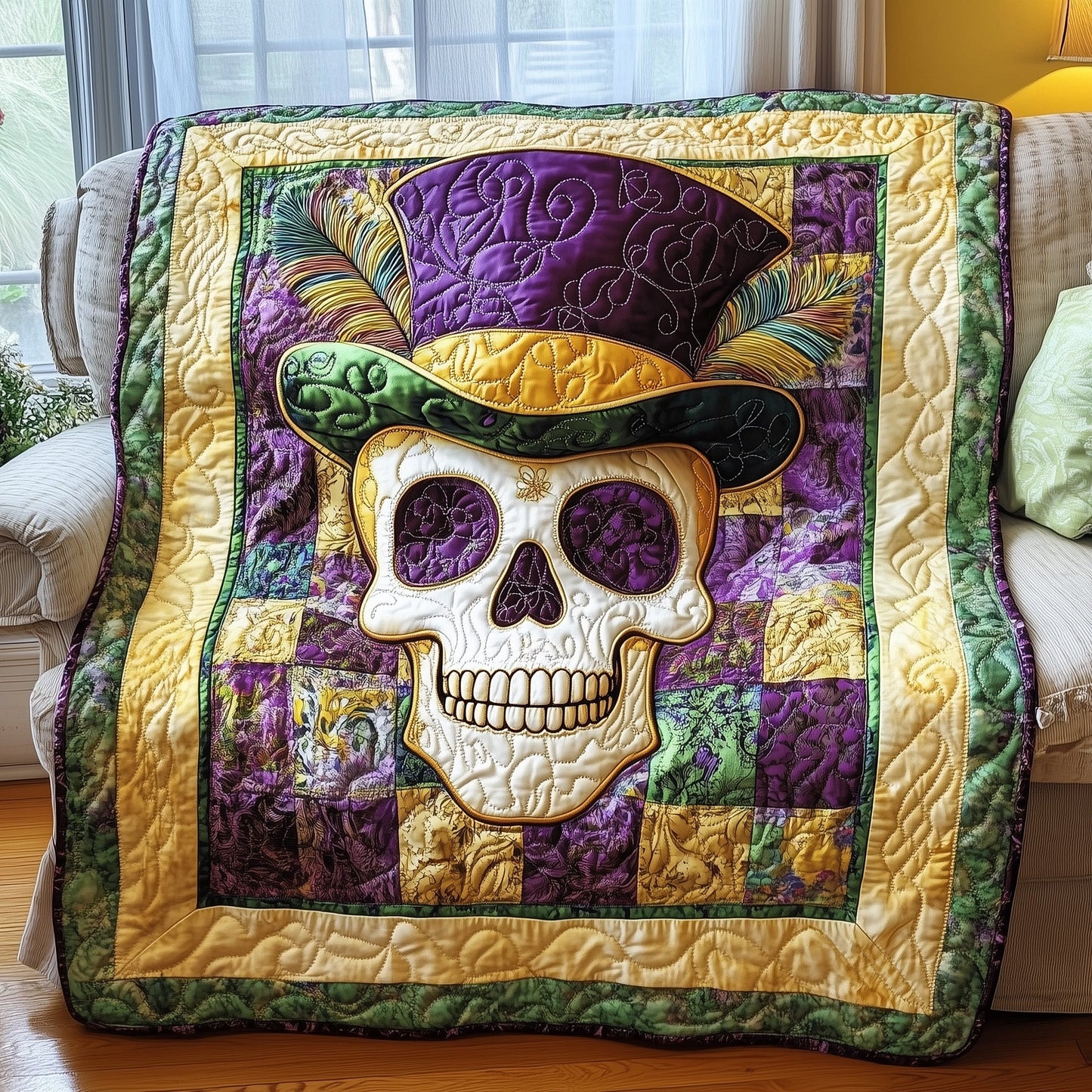 Carnival of Skull Quilted Blanket GFTOAB3485