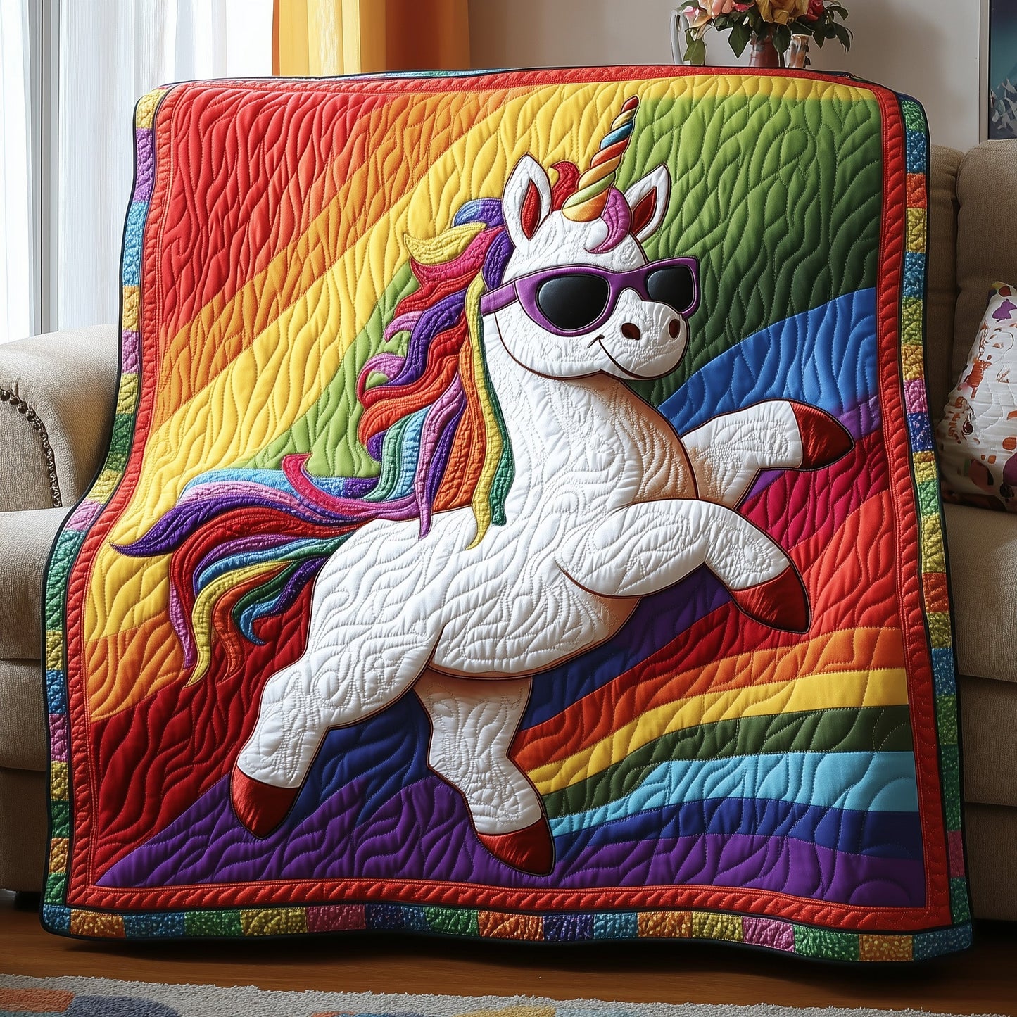 Rainbow Unicorn Quilted Blanket GFTOAB3568
