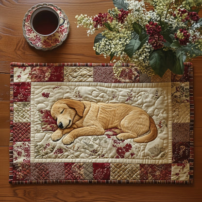 Sleepy Golden Retriever Quilted Placemat GFTOAB3651
