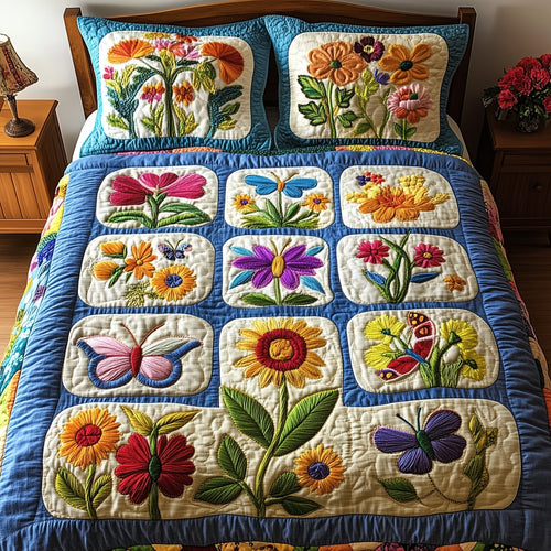 Flower 3-Piece Quilted Bedding Set GFTOAB3674