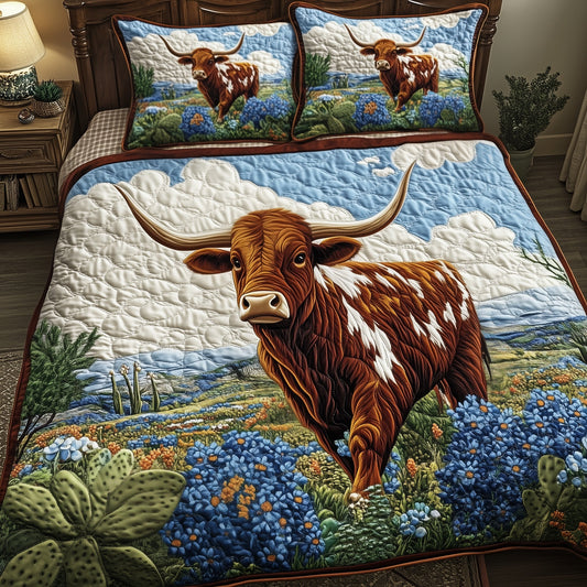 Texas Longhorn 3-Piece Quilted Bedding Set GFTOAB3679