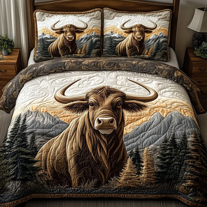 Highland Cow 3-Piece Quilted Bedding Set GFTOAB3694