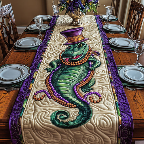 Mardi Gras Alligator Quilted Table Runner GFTOAB3745