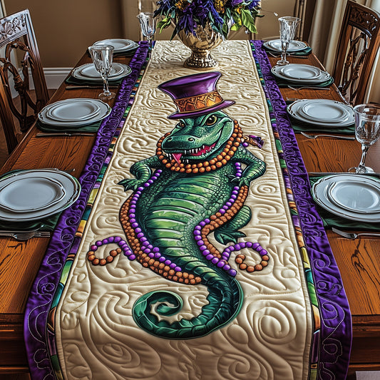 Mardi Gras Alligator Quilted Table Runner GFTOAB3745