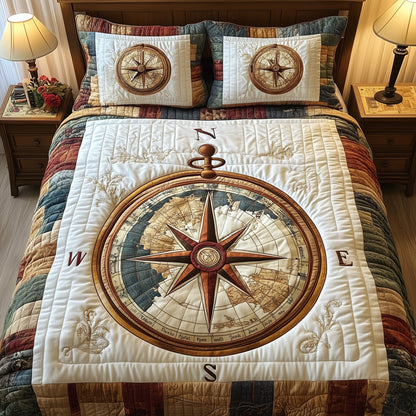 Compass of Secrets 3-Piece Quilted Bedding Set GFTOAB3801