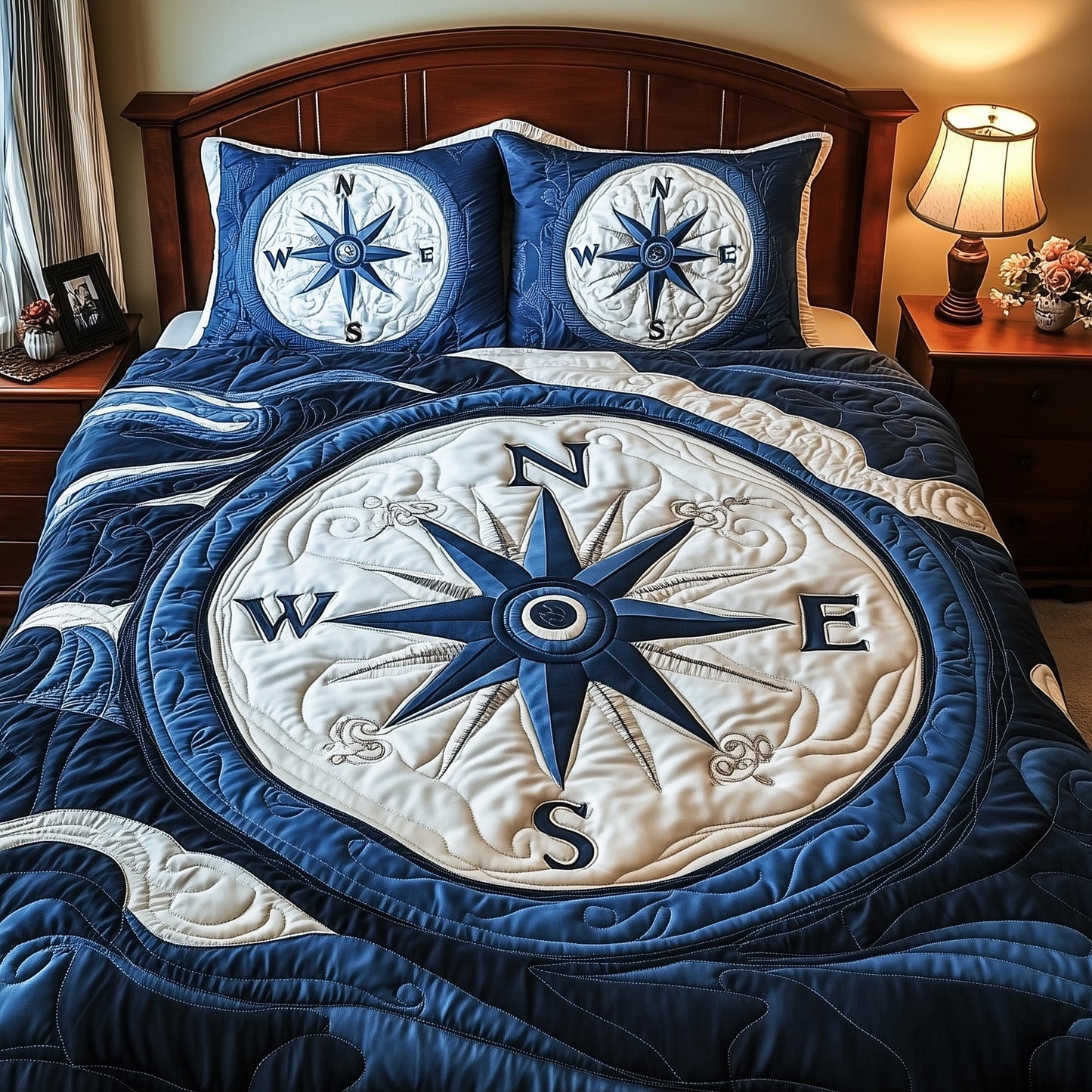 Nautical Navigator 3-Piece Quilted Bedding Set GFTOAB3803