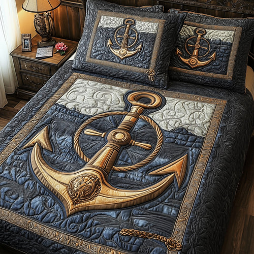 Nautical Anchor 3-Piece Quilted Bedding Set GFTOAB3828