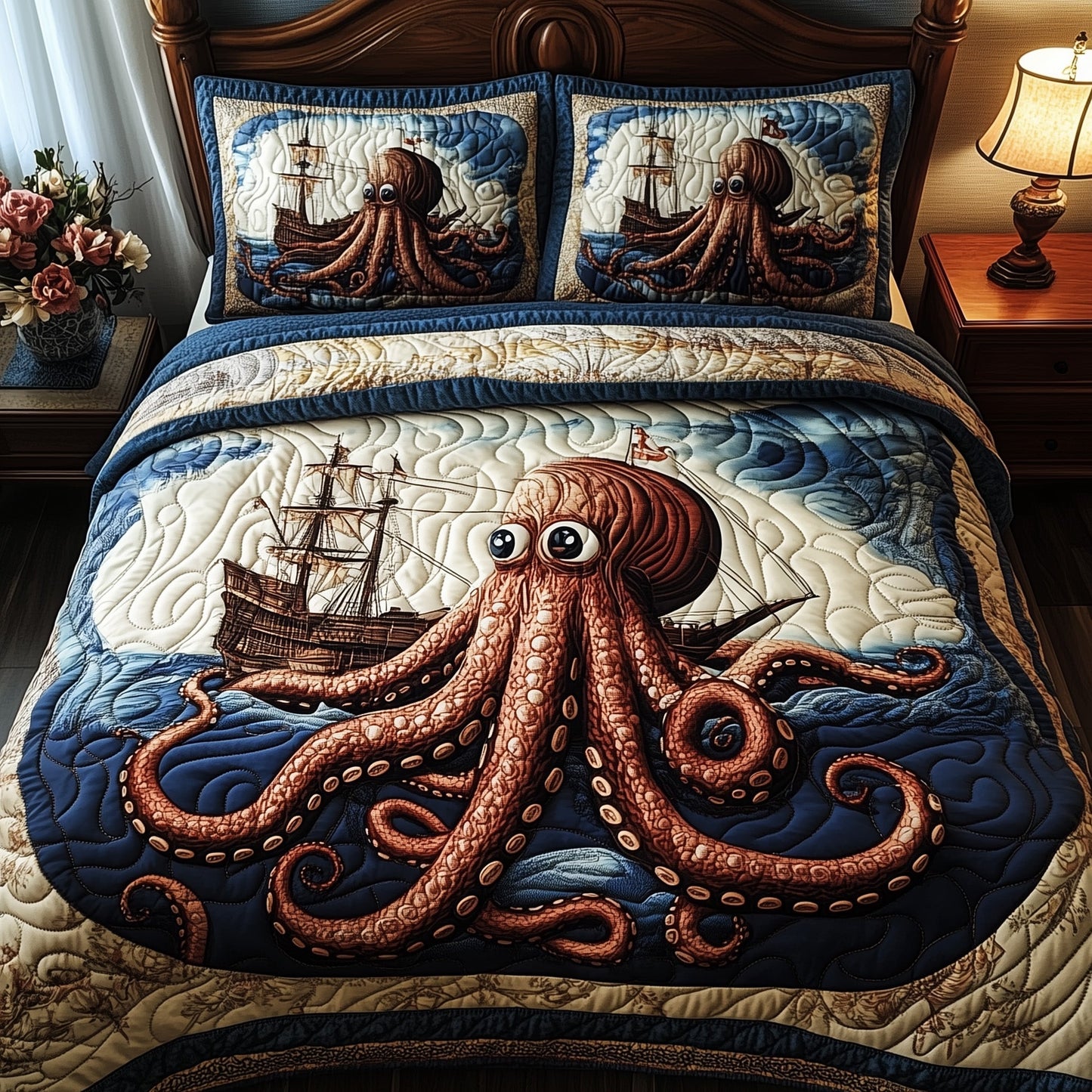 Kraken 3-Piece Quilted Bedding Set GFTOAB3973