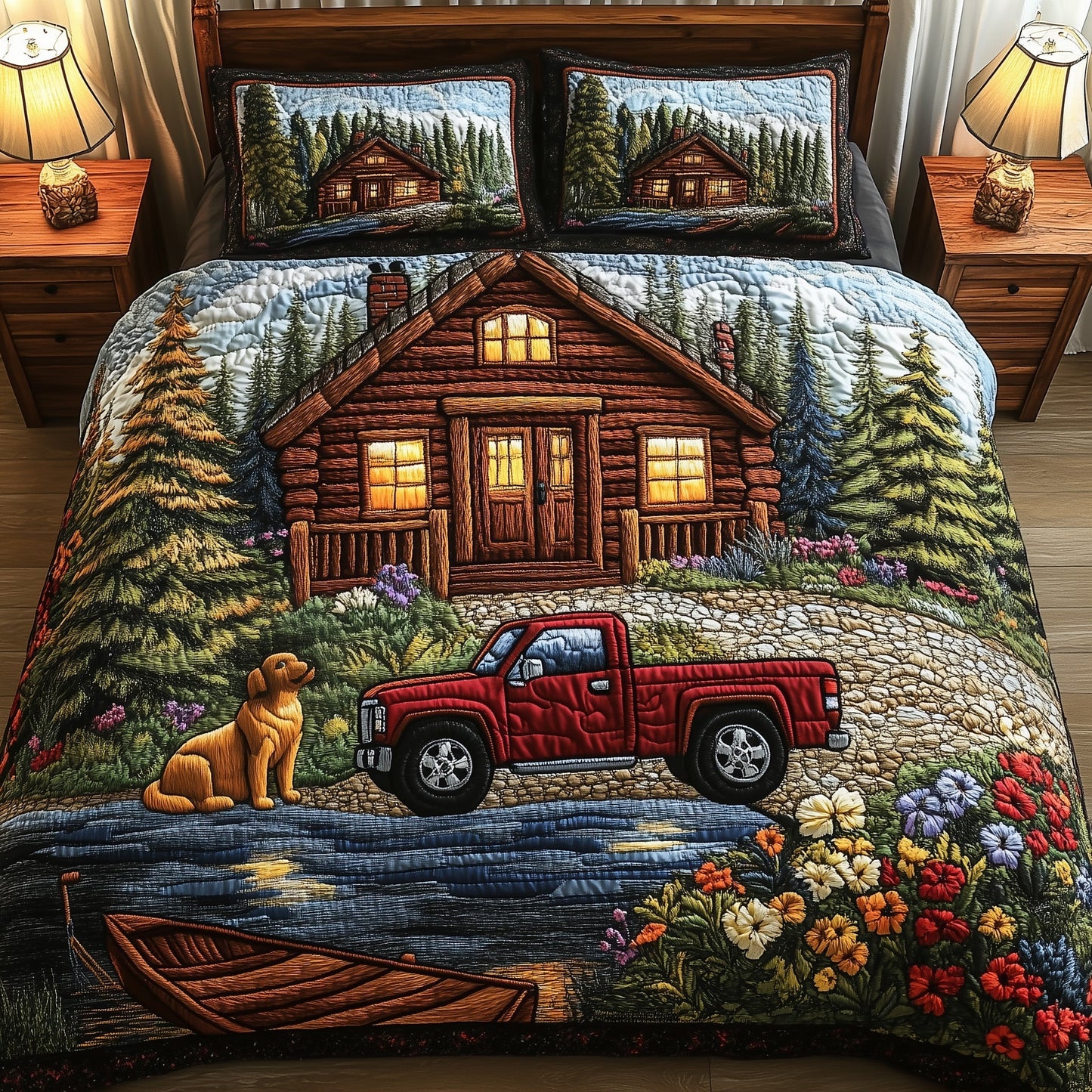 Rustic Cabin 3-Piece Quilted Bedding Set GFTOAB4117