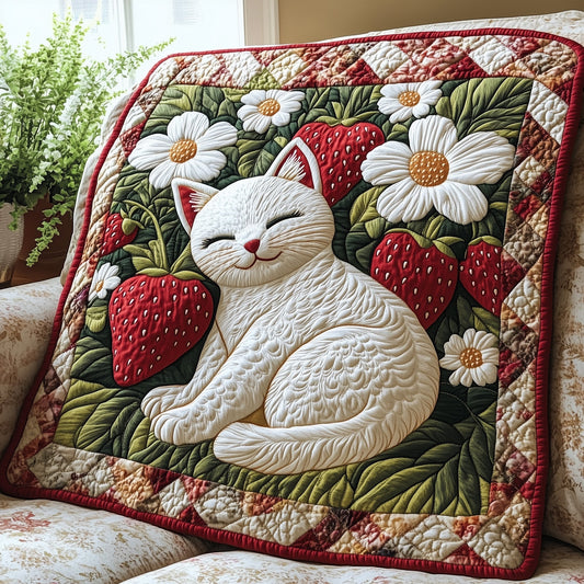 Feline in a Berry Patch Quilted Blanket GFTOAB4362