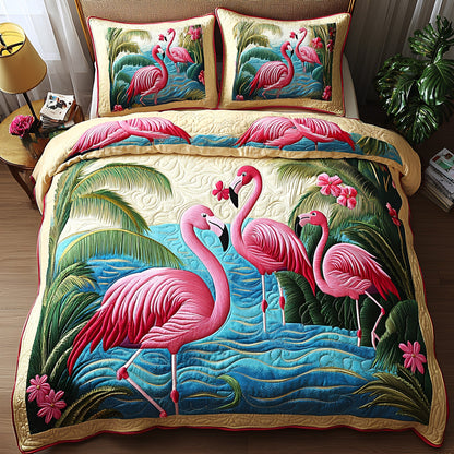Flamingo 3-Piece Quilted Bedding Set GFTOAB4896