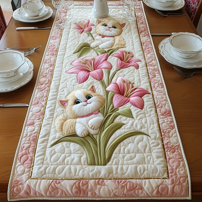 Cat Among Lilies Quilted Table Runner GFTOAB4956