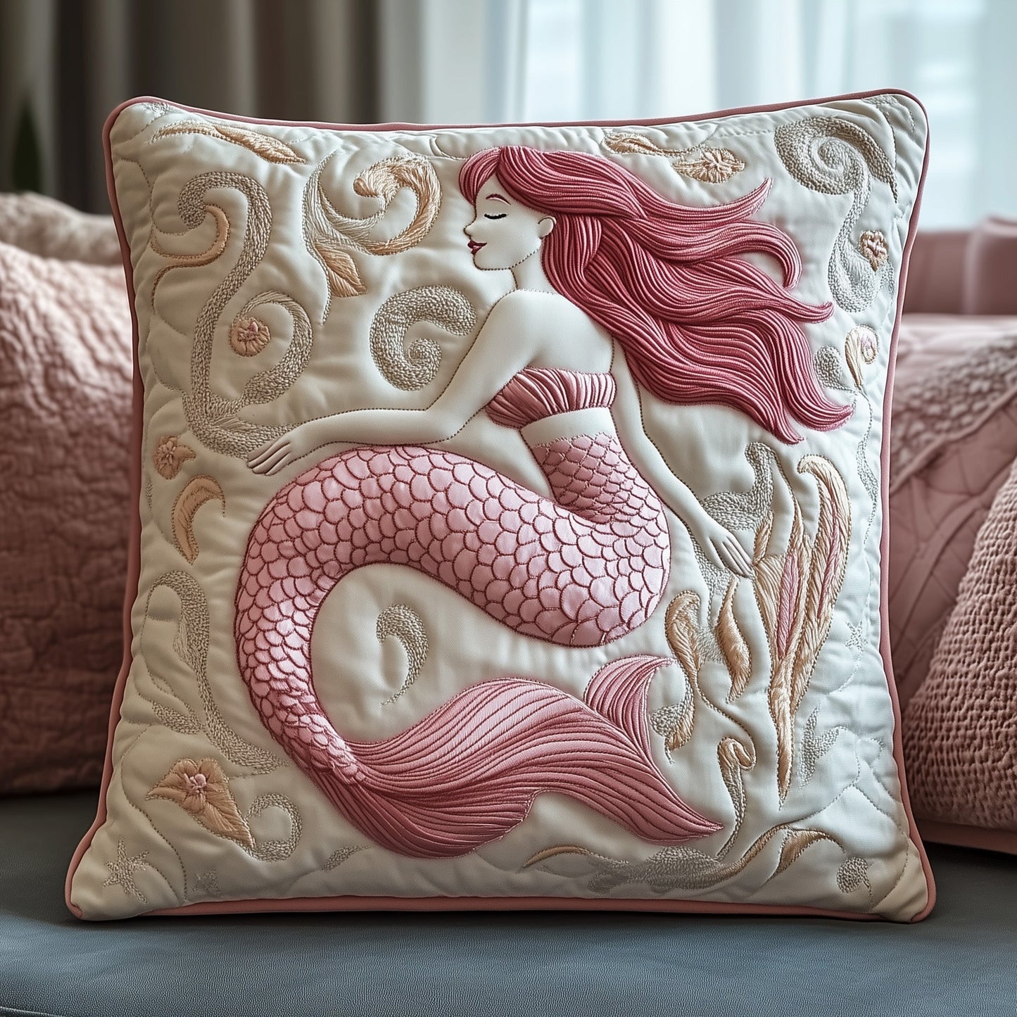 Elegant Mermaid Quilted Pillow Case GFTOAB4993