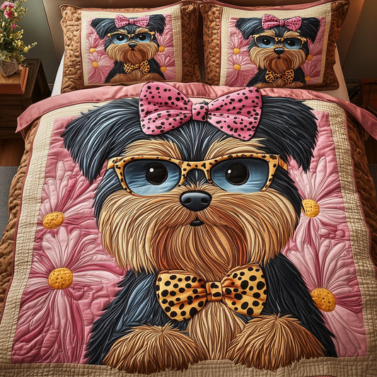 Yorkshire Terrier 3-Piece Quilted Bedding Set GFTOAB5025