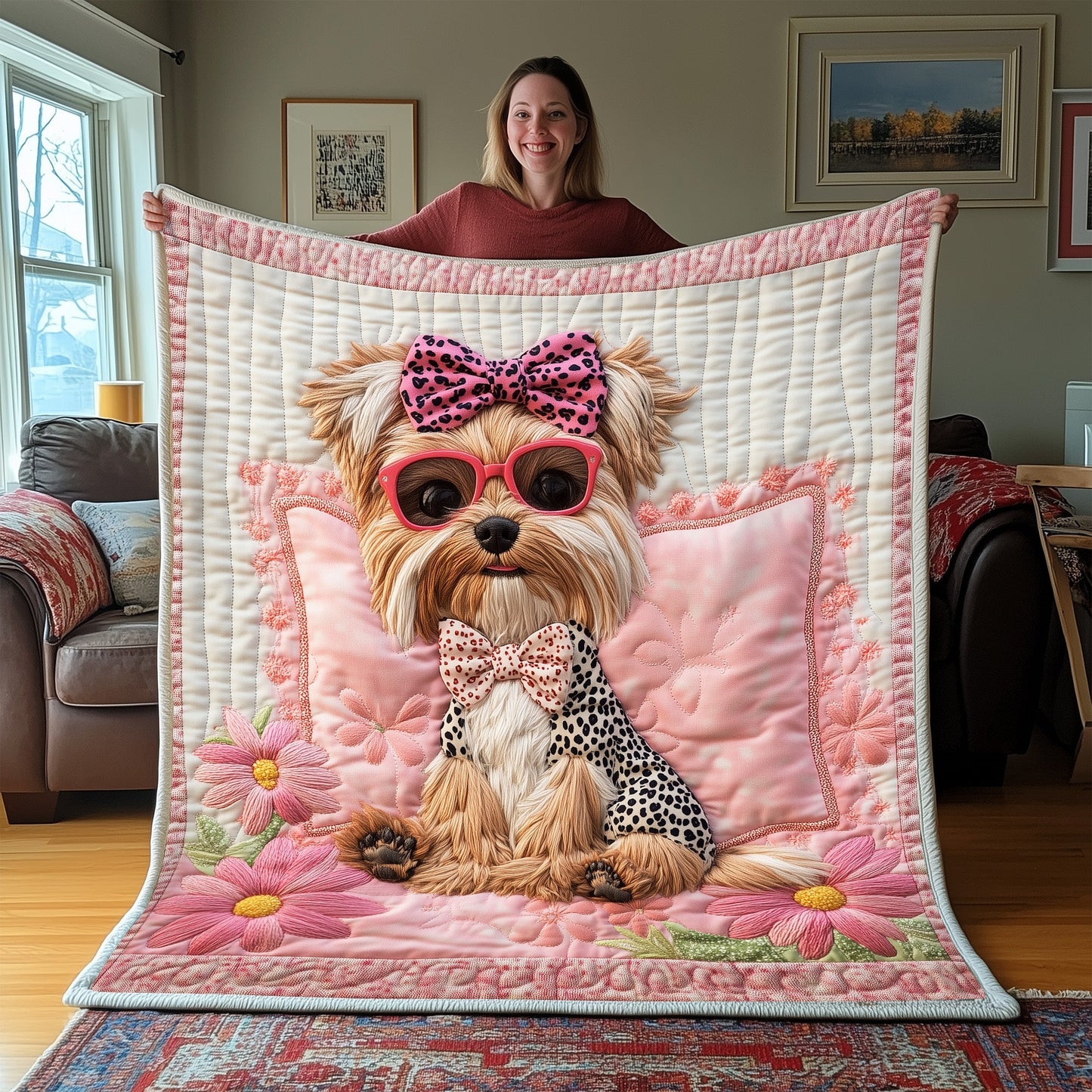 Yorkshire Terrier Quilted Blanket GFTOAB5074