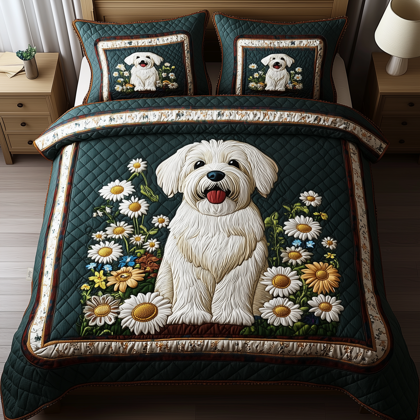Daisy Maltese 3-Piece Quilted Bedding Set GFTOAB568