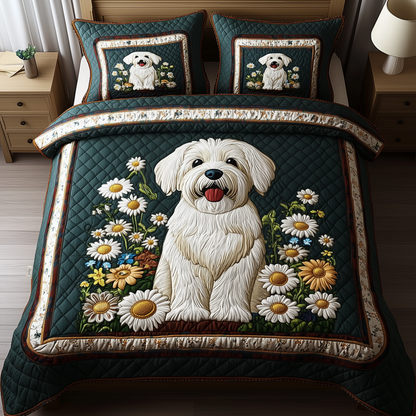Daisy Maltese 3-Piece Quilted Bedding Set GFTOAB568
