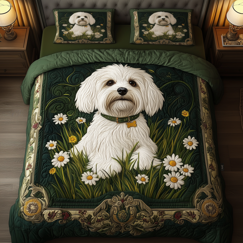 Daisy Maltese 3-Piece Quilted Bedding Set GFTOAB569