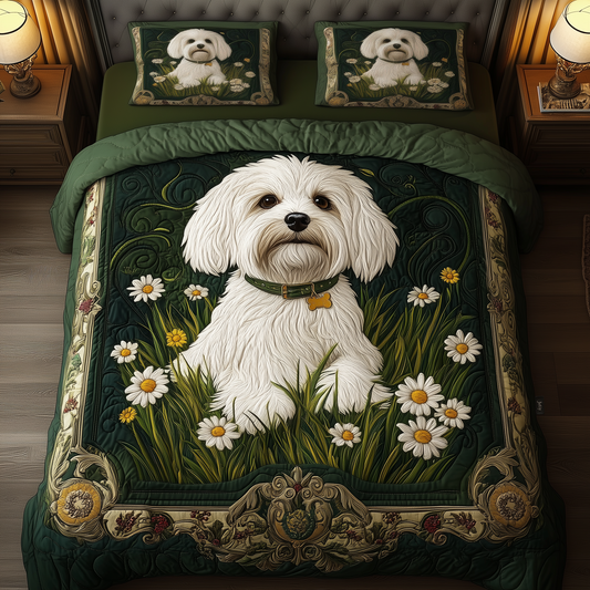 Daisy Maltese 3-Piece Quilted Bedding Set GFTOAB569