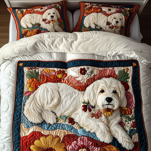 Floral Maltese 3-Piece Quilted Bedding Set GFTOAB574