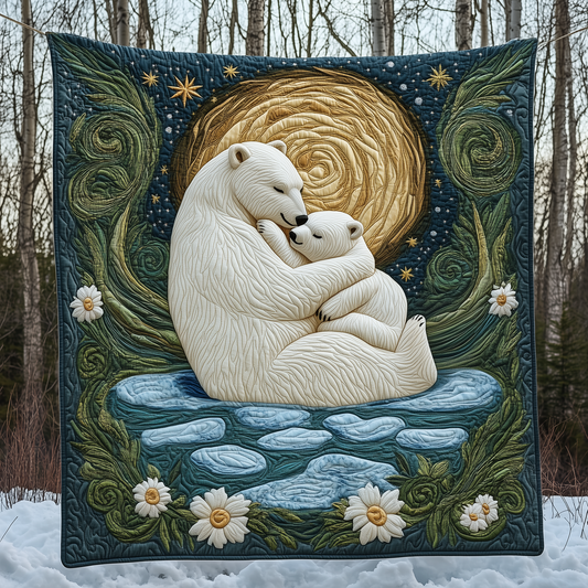 Mother And Baby Polar Bear Quilted Blanket GFTOAB658