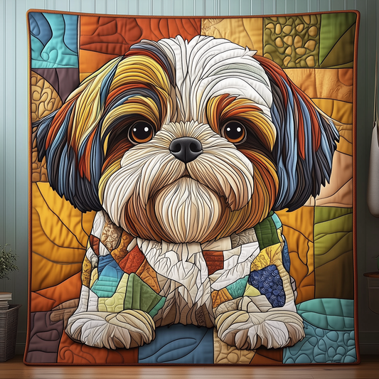Colorful Shih Tzu Quilted Blanket GFTOAB880
