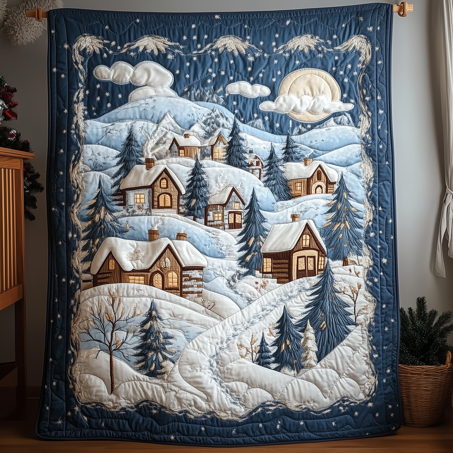 Christmas Village Quilted Blanket GFTOAB995