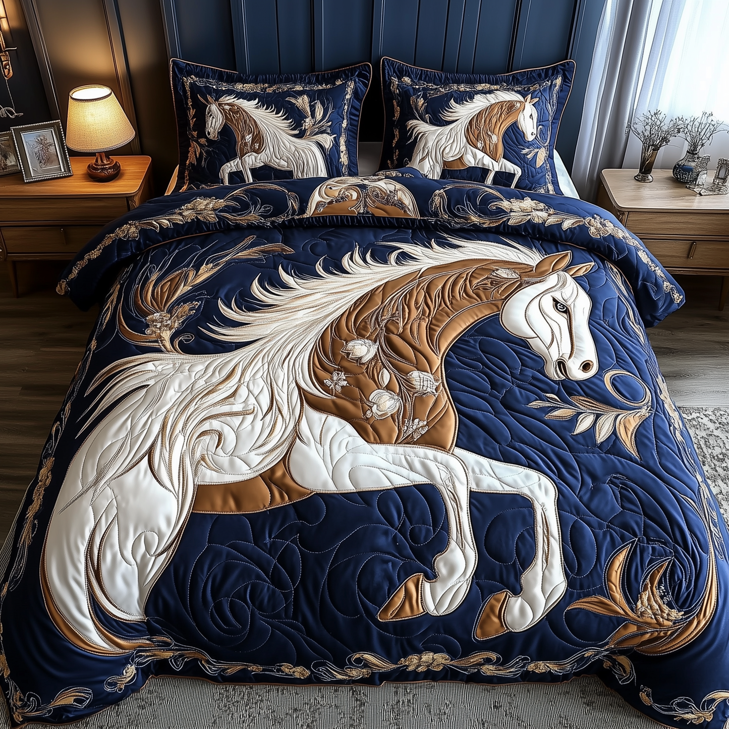 Elegant Horse 3-Piece Quilted Bedding Set GFTOHD067