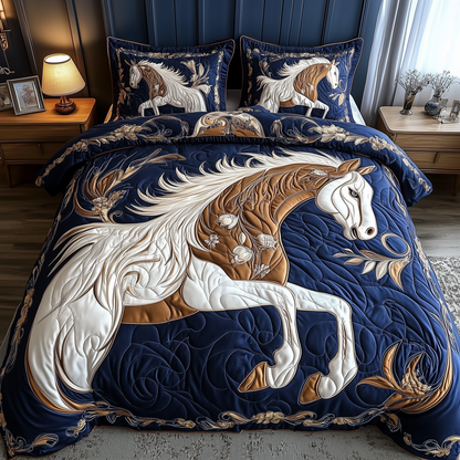 Elegant Horse 3-Piece Quilted Bedding Set GFTOHD067