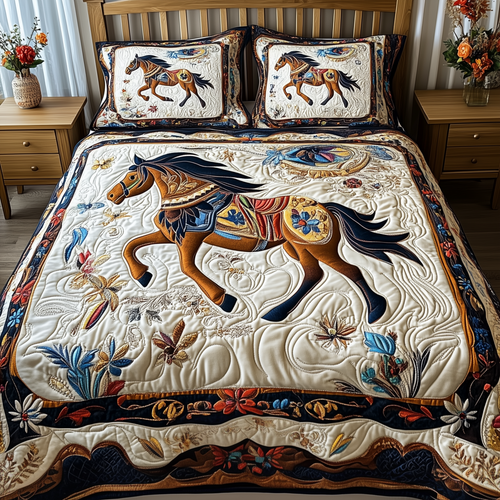 Elegant Horse 3-Piece Quilted Bedding Set GFTOHD071