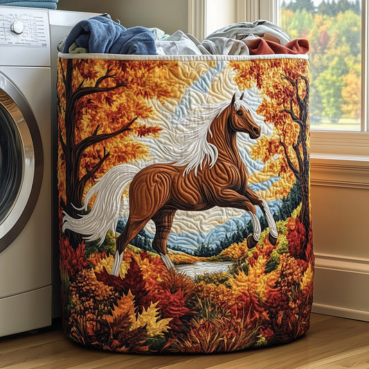 Autumn Horse Gallop Quilted Laundry Basket GFTOHD10040