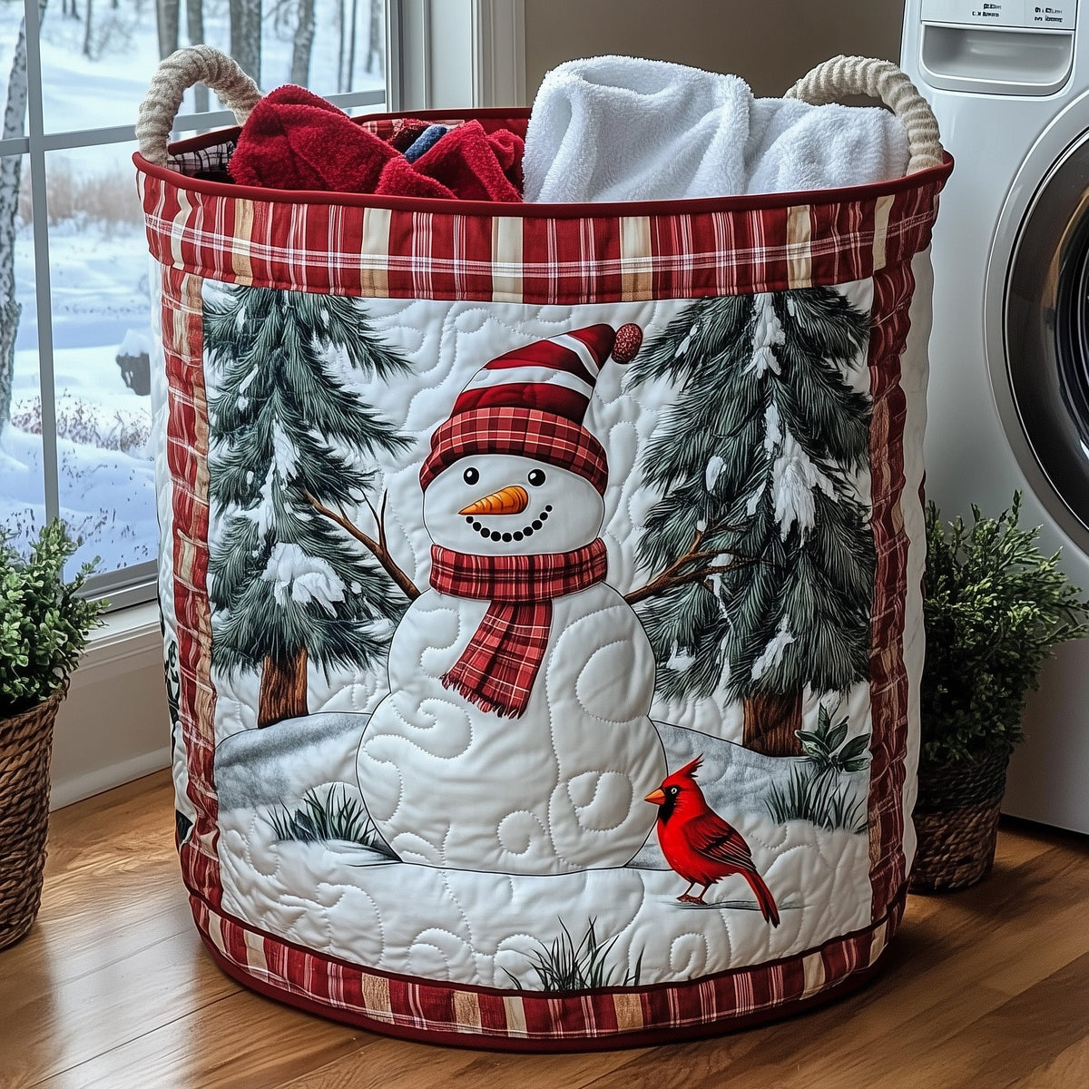 Festive Snowman Quilted Laundry Basket GFTOHD10128 – Willow Quilt