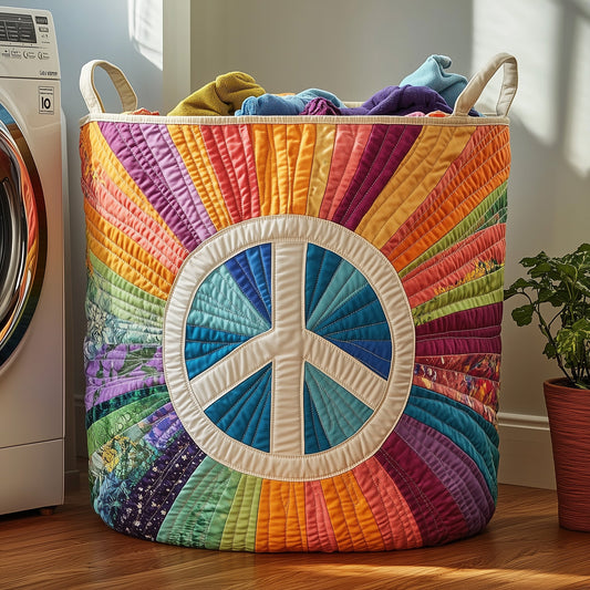 Hippe Peace Sign Quilted Laundry Basket GFTOHD10166