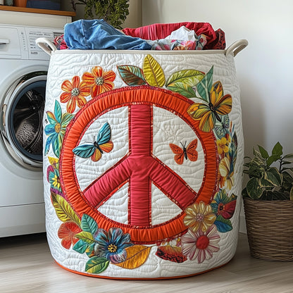 Hippe Peace Sign Quilted Laundry Basket GFTOHD10170