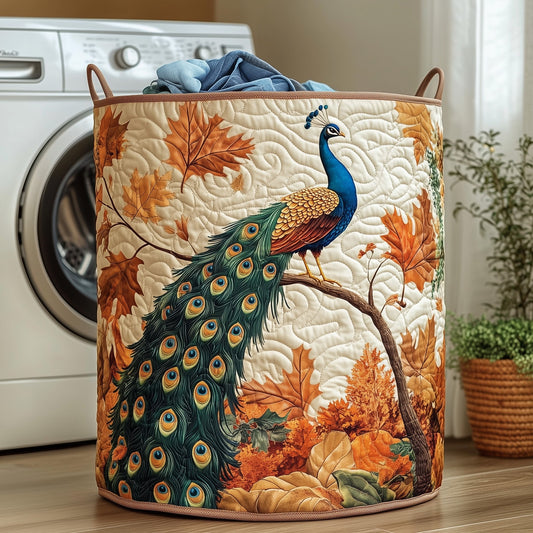 Elegant Peacock Quilted Laundry Basket GFTOHD10176
