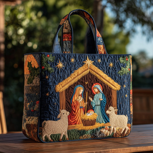 Peaceful Nativity Quilted Tote Bag GFTOHD10201