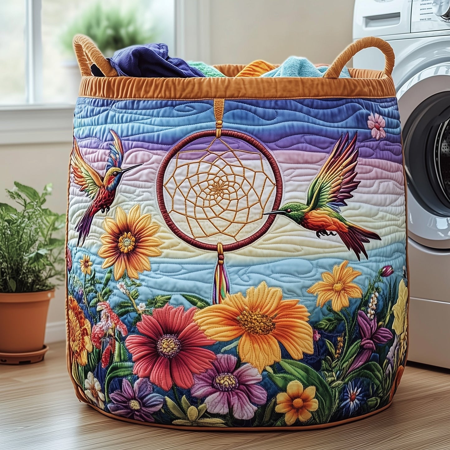 Dreamcatcher Serenity Quilted Laundry Basket GFTOHD10230