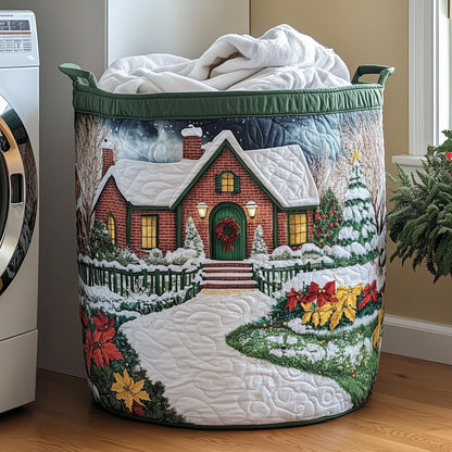 Peaceful Snow Cabin Quilted Laundry Basket GFTOHD10330