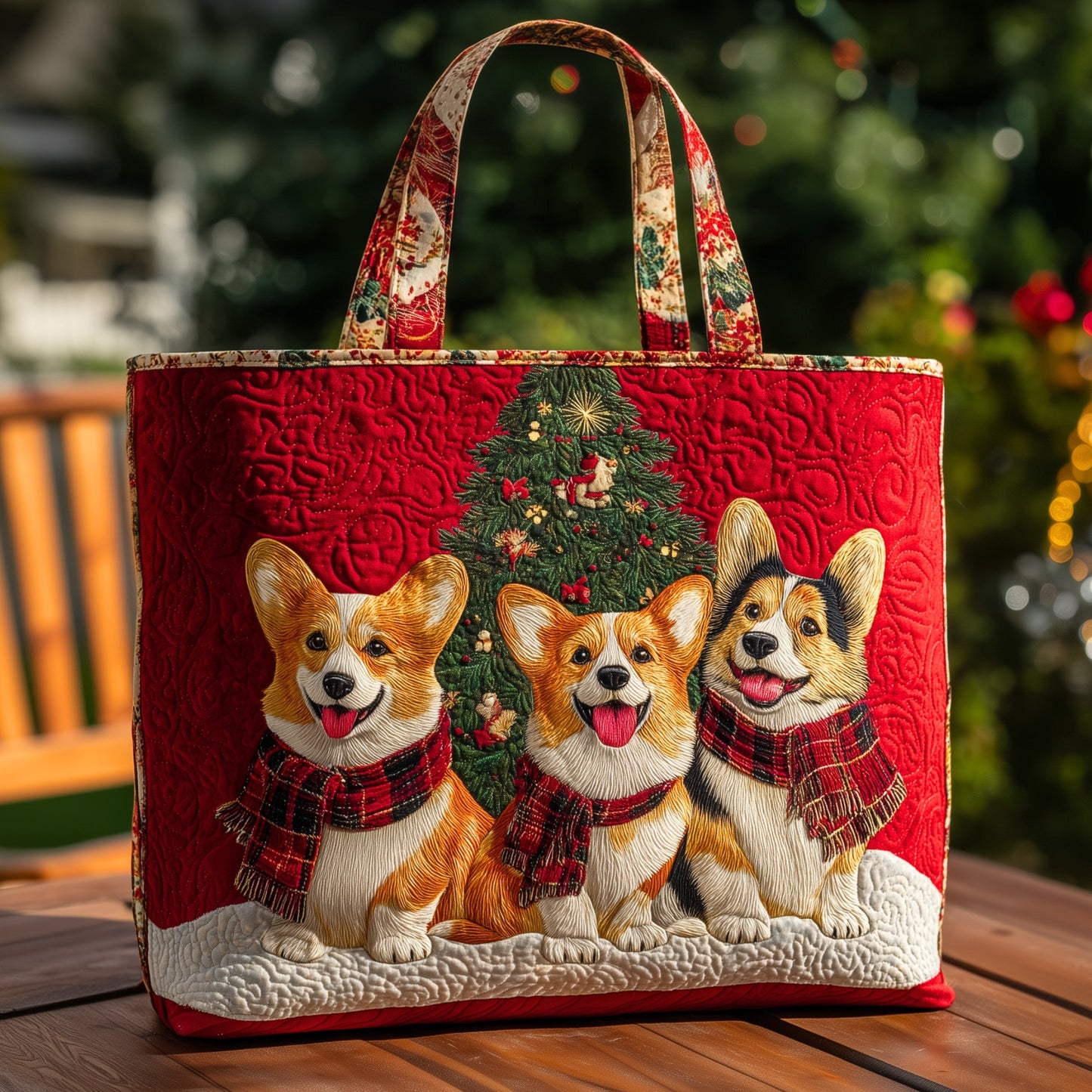 Festive Corgi Quilted Tote Bag GFTOHD10338