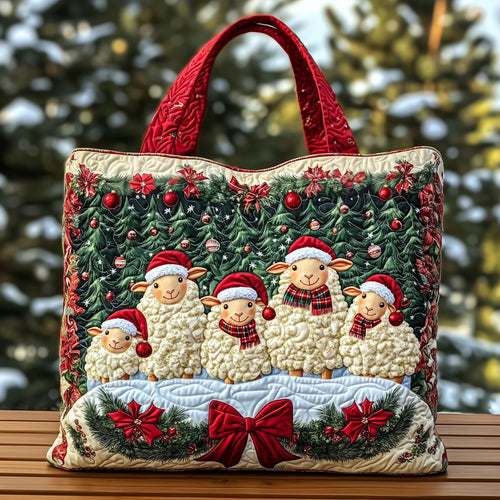 Cozy Holiday Lambs Quilted Tote Bag GFTOHD10367