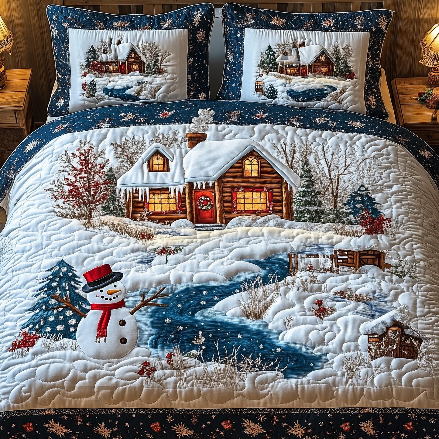 Snowy Farm 3-Piece Quilted Bedding Set GFTOHD10544