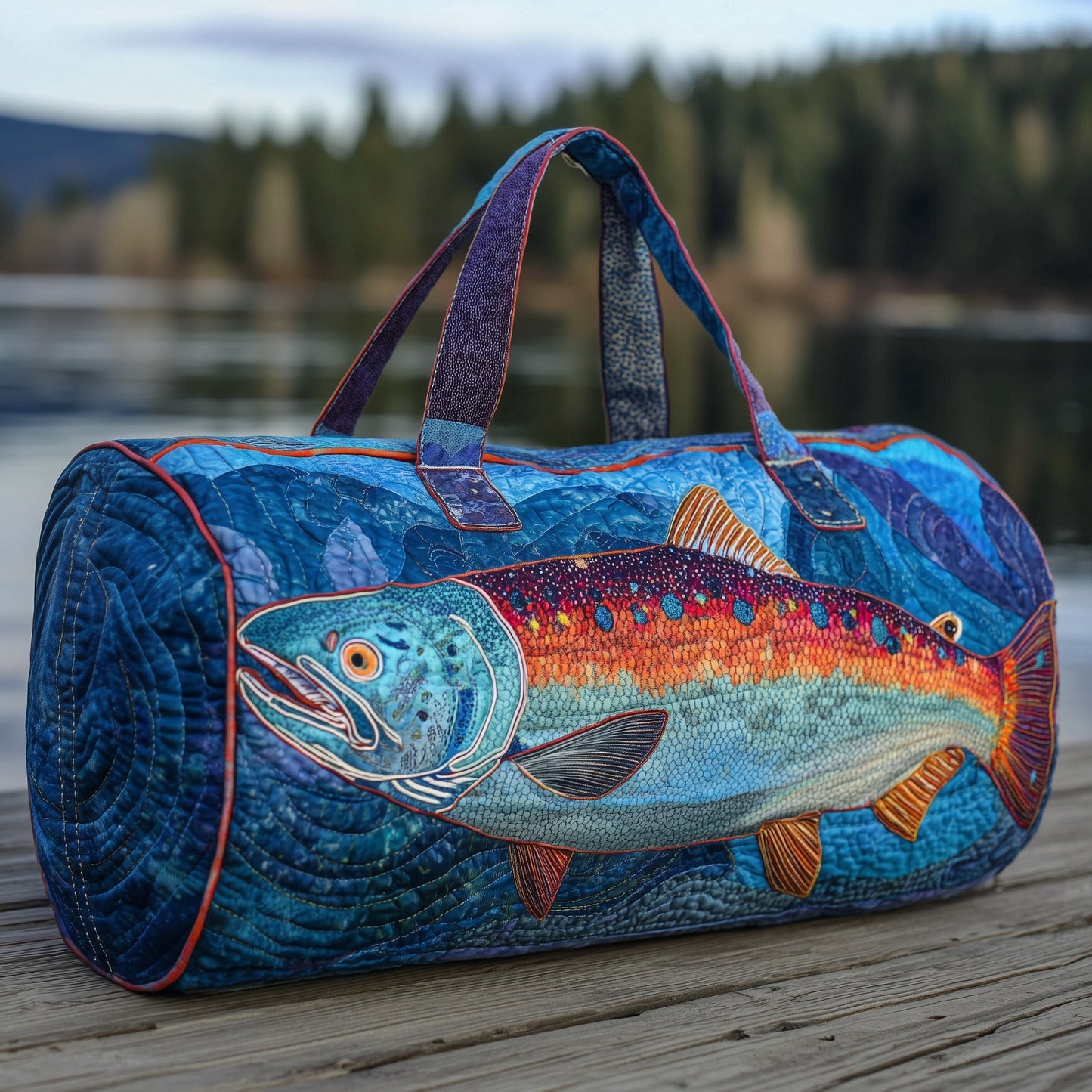 Salmon Fish Quilted Duffle Bag GFTOHD10575
