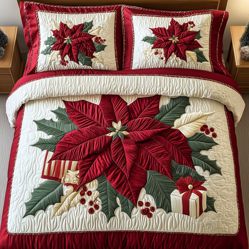Poinsettia Christmas Bloom Duvet Cover Set GFTOHD10774