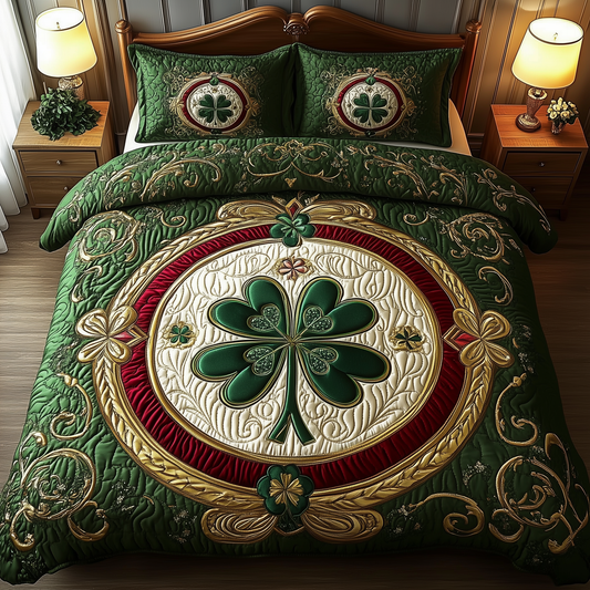 Lucky Irish Shamrock 3-Piece Quilted Bedding Set GFTOHD1080